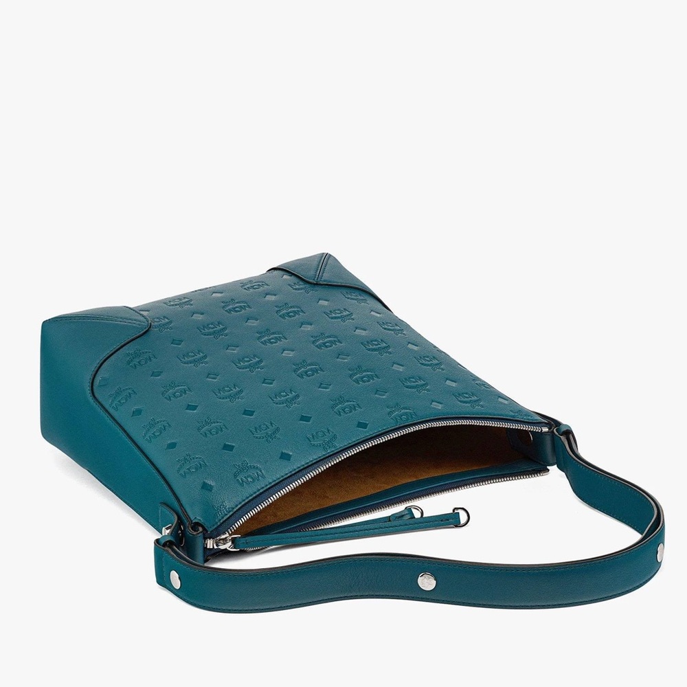 Mcm Aren Hobo in Monogram Leather Deep Teal Monogram Leather NWT - Picture 5 of 11